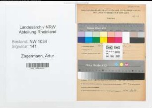 Entnazifizierung Artur Zagermann , geb. 08.04.1904 (Stabsintendant)