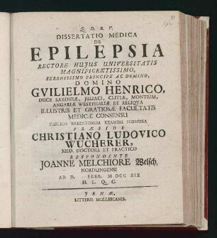Dissertatio Medica De Epilepsia
