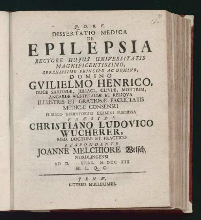 Dissertatio Medica De Epilepsia