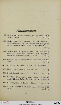 Antiquitäten (Nr. 417-574)