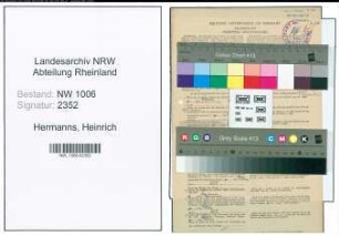 Entnazifizierung Heinrich Hermanns , geb. 22.05.1880 (Zigarrenmacher)