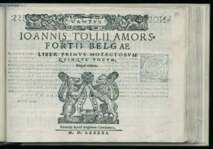 Jan Tollius: Liber primus motectorum quinque vocum ... Cantus