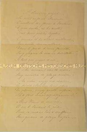 Gedicht von Pierre de Ronsard - aus der Schreibschatulle der Ulrike von Levetzow (Goethe-Kasten)