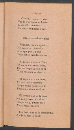 Cinco mandamientos