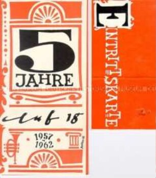 Programmheft zum internationalen Jazz-Forum "5 Jahre Club 18", mit Eintrittskarte für Mitwirkende