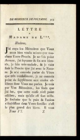 Lettre a Madame de L ***.