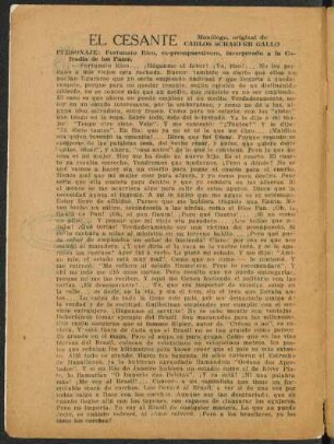 El cesante : monólogo, original