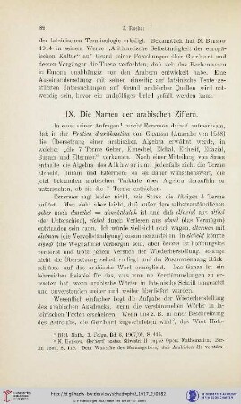 IX. Die Namen der arabischen Ziffern