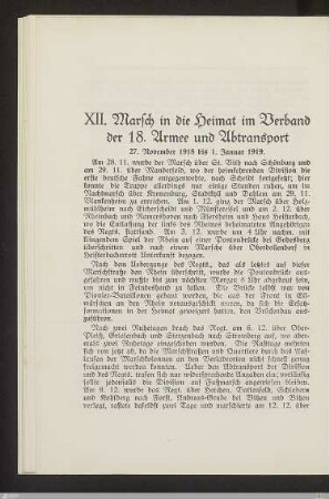 XII. Marsch in die Heimat im Verband der 18. Armee und Abtransport