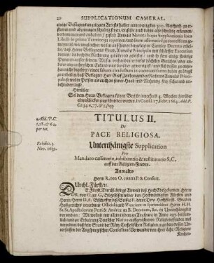 Titulus II. De Pace Religiosa.