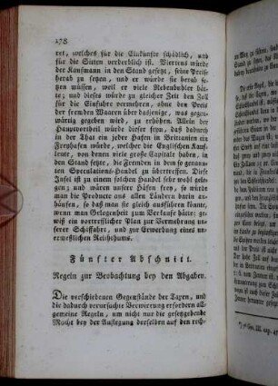 Fünfter Abschnitt. Regeln zur Beobachtung bey den Abgaben.