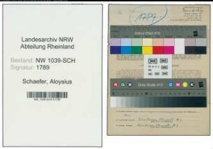 Entnazifizierung Aloysius Schaefer , geb. 08.11.1904 (Hilfsarbeiter)