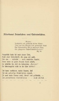 Allerhand Heimliches und Unheimliches