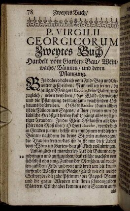 Zweytes Buch/ Handelt vom Garten-Bau/ Weinwachs/ Bäumen/ und deren Pflantzung.
