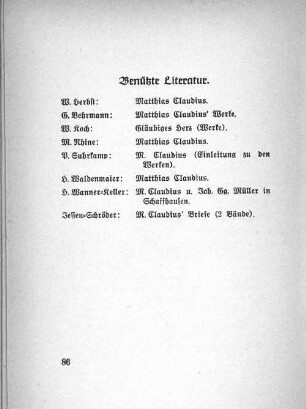 Benützte Literatur.
