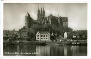 Meißen. Albrechtsburg und Dom, Elbe m. Schlepper Rhein