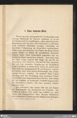 I. Das latente Bild