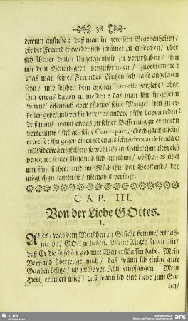 Cap. III. Von der Liebe Gottes