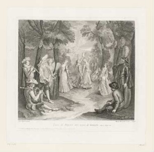 Entrée de bergeres aux noces de Gamache, Blatt 1 der Folge "Principales aventures de l'admirable Don Quichotte"