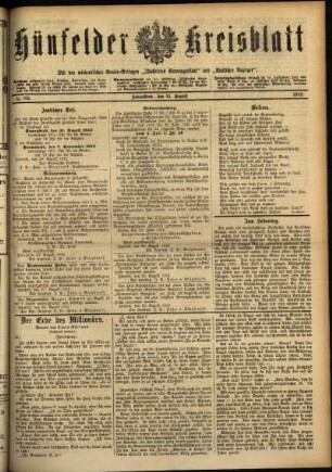 Ausgabe vom Samstag, den 31. August 1912.