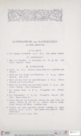 Kupferstiche und Radierungen alter Meister