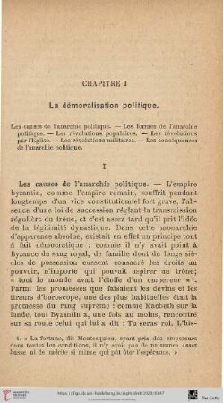 Chapitre I: La démoralisation politique