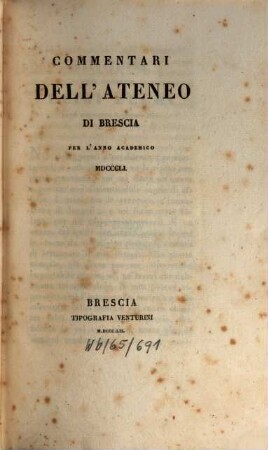 Commentari dell'Ateneo di Brescia, 1851