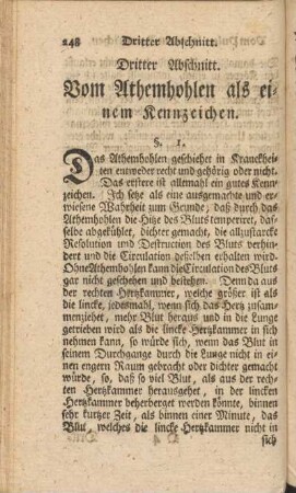 Dritter Abschnitt. Vom Atemhohlen als einem Kennzeichen