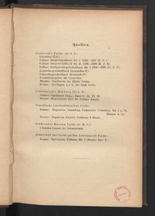 Quellen. Fuldaische Literatur. Allgemeine Literatur.