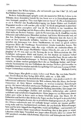 Jaeger, Heino :: Man glaubt es nicht, Leben und Werk, hrsg. von Joska Pintschovius : Zürich, Kein & Aber, 2005