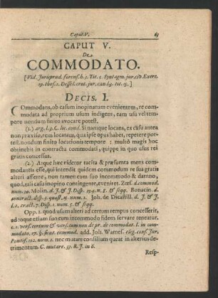 Caput V. De Commodato.