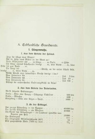 A. Erdkundliche Grundwerte