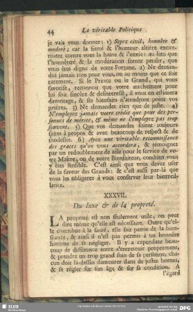 XXXVII. Du luxe et de la propreté