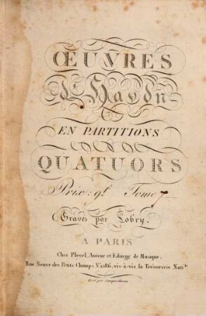 Oeuvres d'Haydn en partitions. 2,7, [Hob. III,37, III,38, III,39]
