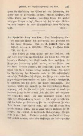 155-157 [Rezension] Hollweck, Joseph, Der Apostolische Stuhl und Rom