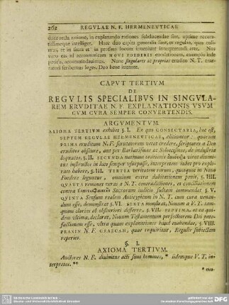 Caput Tertium De Regulis Specialibus In Singularem Eruditae N.F. Explanationis Usum Cum Cura Semper Convertendis