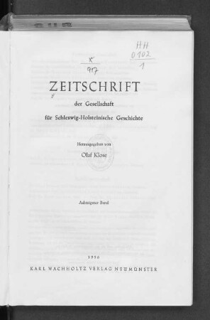 80.1956: Zeitschrift der Gesellschaft für Schleswig-Holsteinische Geschichte
