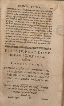 Feria IV. Post Dominicam III. Qvadragesimae. Concio Prima [- Concio Qvinta.]