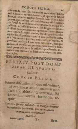 Feria IV. Post Dominicam III. Qvadragesimae. Concio Prima [- Concio Qvinta.]