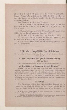 I. Periode. Vorgeschichte des Mittelalters