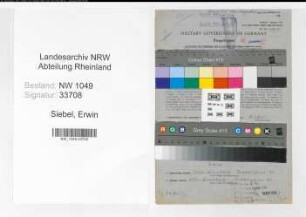 Entnazifizierung Erwin Siebel , geb. 29.03.1900 (Technischer Angestellter)