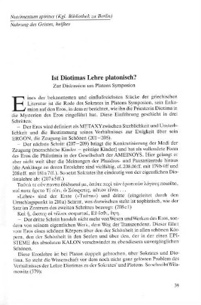 Ist Diotimas Lehre platonisch?
