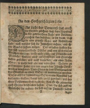 An den Hochgeschätzten Leser