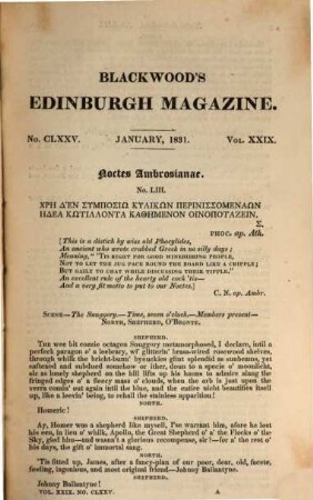 Blackwood's Edinburgh magazine. 29. 1831