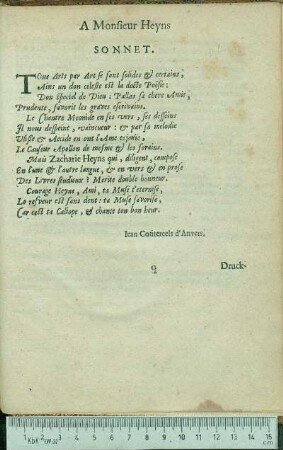 A Monsieur Heyns Sonnet.