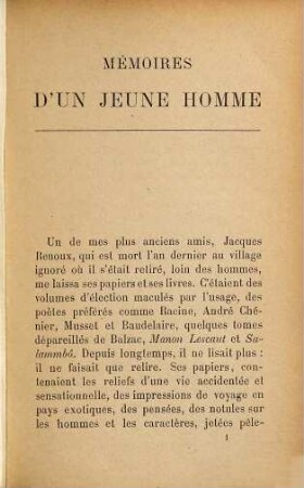 Mémoires d'un jeune homme : Avec un portrait de l'auteur
