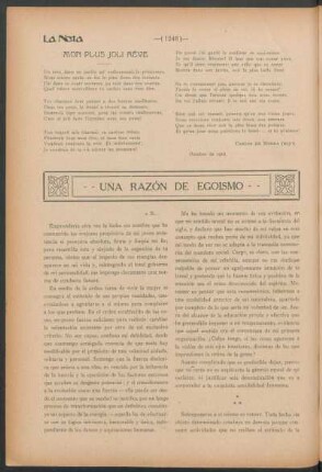 Una razón de egoismo