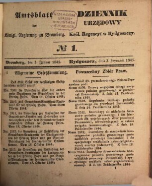 Amtsblatt der Königlichen Preußischen Regierung zu Bromberg. 1845