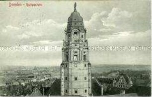 Turm des neuen Rathauses in Dresden