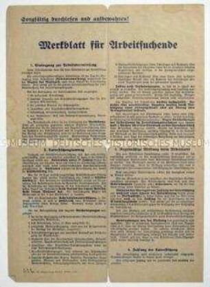 Merkblatt des Arbeitsamtes